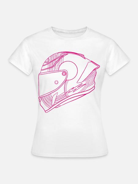 Neon pink Helm - Visier - Frauen T-Shirt - Weiß