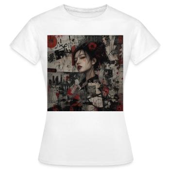 Japanische Kunst Collage Street Art Motiv - Frauen T-Shirt - Weiß - Vorne - AI Model Female 172 dark (172cm)