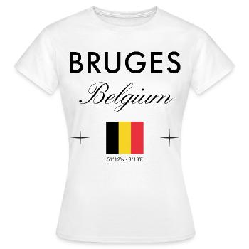 Bruges Belgique Coordonnées Souvenir de voyage - T-shirt Femme - blanc - Devant - AI Model Female 172 dark (172cm)