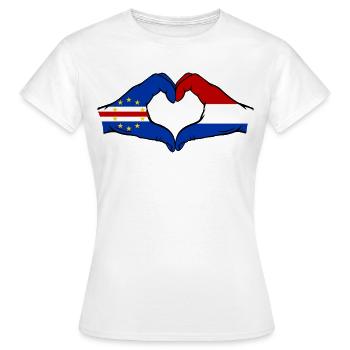 Cape Verde Holland Flag Hands Heart Shape - Women's T-Shirt - white - Front - AI Model Female 172 dark (172cm)