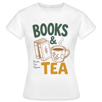 Livres et thé - Livres et passionnés de thé, lecture passionnée de lecture - T-shirt Femme - blanc - Devant - AI Model Female 172 dark (172cm)