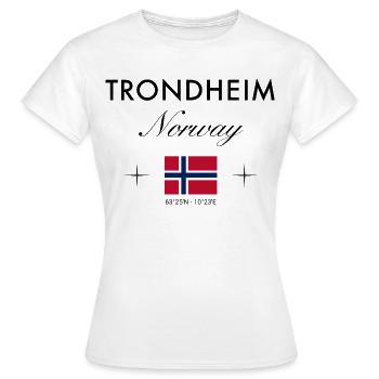 Trondheim Norwegen Koordinaten Reise Souvenir - Frauen T-Shirt - Weiß - Vorne - AI Model Female 172 dark (172cm)
