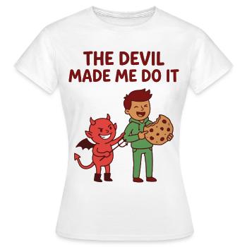 Der Teufel hat mich dazu gebracht – lustiges Keks-T-Shirt - Frauen T-Shirt - Weiß - Vorne - AI Model Female 172 dark (172cm)