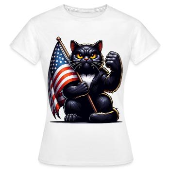 Schwarze Katze Grumpy Black Cat - T-shirt Femme - blanc - Devant - AI Model Female 172 dark (172cm)