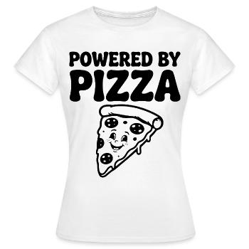 Propulsé par Pizza Lustiger Pizza Spruch - T-shirt Femme - blanc - Devant - AI Model Female 172 dark (172cm)