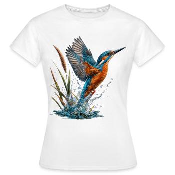 Smaragd-Eisvögel, der rauscht - Frauen T-Shirt - Weiß - Vorne - AI Model Female 172 dark (172cm)