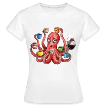 Müder Krake braucht Kaffee - Frauen T-Shirt - Weiß - Vorne - AI Model Female 172 dark (172cm)