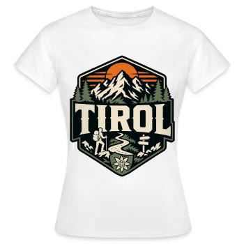 Tirol Wandern Alpen Vintage Badge Edelweiß - Frauen T-Shirt - Weiß - Vorne - AI Model Female 172 dark (172cm)