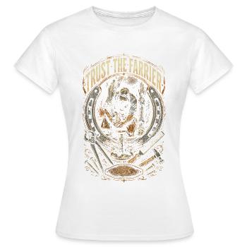 Hufschmied Hufschmiede Trust The Farrier - Frauen T-Shirt - Weiß - Vorne - AI Model Female 172 dark (172cm)