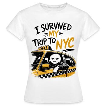 Taxi New York City Gelber Humor NYC Meme - Frauen T-Shirt - Weiß - Vorne - AI Model Female 172 dark (172cm)