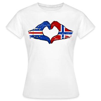 Kap Verde Norwegen Flagge Hände Herzform used - Frauen T-Shirt - Weiß - Vorne - AI Model Female 172 dark (172cm)