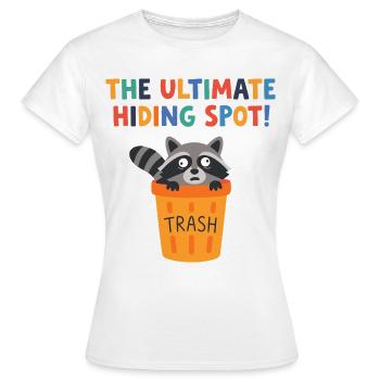 Waschbär im Mülleimerversteck - Frauen T-Shirt - Weiß - Vorne - AI Model Female 172 dark (172cm)
