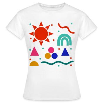 Lebendige Geometrie Sonnenfarben Muster - Frauen T-Shirt - Weiß - Vorne - AI Model Female 172 dark (172cm)