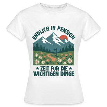 Pension Retro Berge Zeit zu Wandern - Frauen T-Shirt - Weiß - Vorne - AI Model Female 172 dark (172cm)