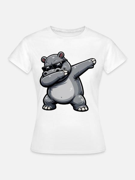 Dabbing Nilpferd - Frauen T-Shirt - Weiß