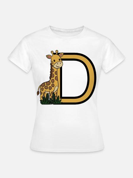 Giraffe mit Buchstaben D - Frauen T-Shirt - Weiß