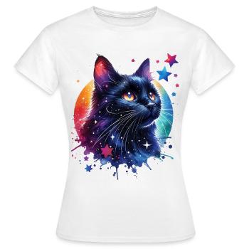 Schwarze Katze Motiv - Frauen T-Shirt - Weiß - Vorne - AI Model Female 172 dark (172cm)