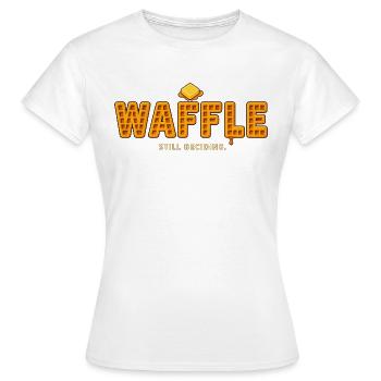 WAFFEL – Ich entscheide mich noch | Ein lustiges Waffel-Wortspiel - Frauen T-Shirt - Weiß - Vorne - AI Model Female 172 dark (172cm)