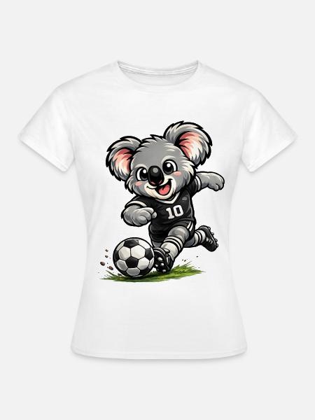 Süßer Koala spielt Fußball - Frauen T-Shirt - Weiß