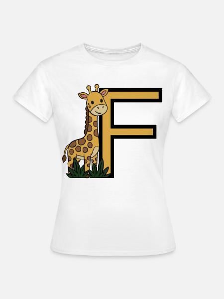 Giraffe Buchstabe F - Frauen T-Shirt - Weiß