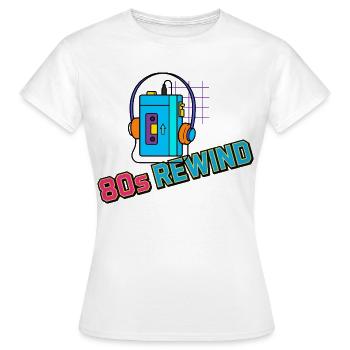 80er-Jahre-Rewind-Kassetten-Kopfhörer - Frauen T-Shirt - Weiß - Vorne - AI Model Female 172 dark (172cm)