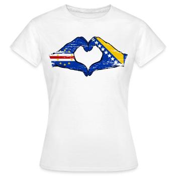 Cape Verde Bosnia flag hands heart shape used - Women's T-Shirt - white - Front - AI Model Female 172 dark (172cm)