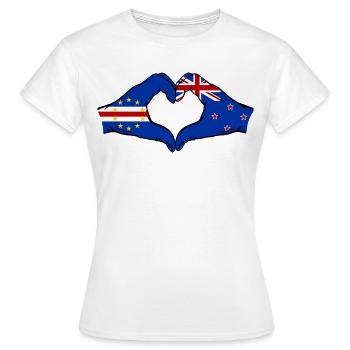 Cap-Vert Drapeau de la Nouvelle-Zélande Mains en forme de cœur - T-shirt Femme - blanc - Devant - AI Model Female 172 dark (172cm)