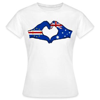 Kap Verde Australien Flagge Hände Herzform - Frauen T-Shirt - Weiß - Vorne - AI Model Female 172 dark (172cm)