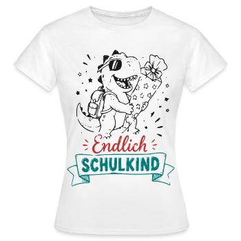 Endlich Schulkind Dino - Frauen T-Shirt - Weiß - Vorne - AI Model Female 172 dark (172cm)