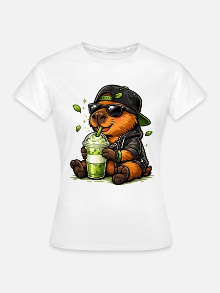 Süßer Koala mit Matcha Latte - Frauen T-Shirt - Weiß
