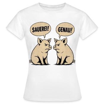 Sauerei? Genau! – Retro Schweine Vintage Shirt - Frauen T-Shirt - Weiß - Vorne - AI Model Female 172 dark (172cm)