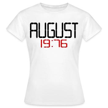 50. Geburtstag, August 1976 - Frauen T-Shirt - Weiß - Vorne - AI Model Female 172 dark (172cm)