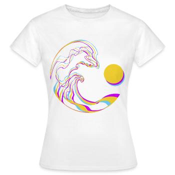 Neon Wellen - Frauen T-Shirt - Weiß - Vorne - AI Model Female 172 dark (172cm)