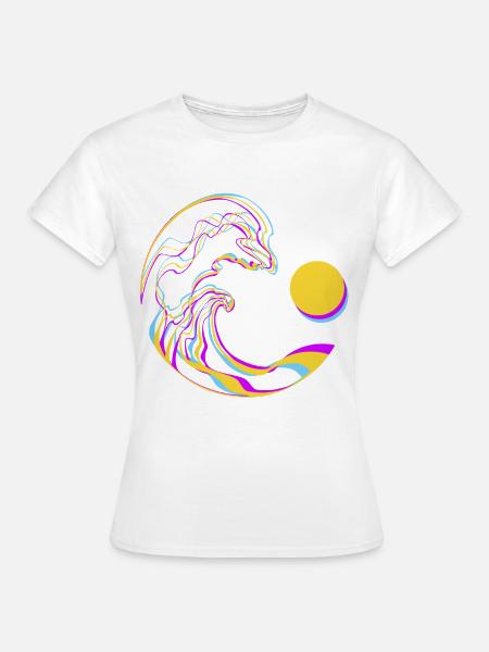 Neon Wellen - Frauen T-Shirt - Weiß