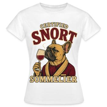 Zertifizierter Snort-Sommelier Französischer Bulldogge - Frauen T-Shirt - Weiß - Vorne - AI Model Female 172 dark (172cm)