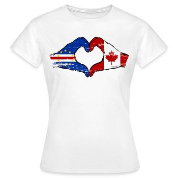Kap Verde Kanada Flagge Hände Herzform used - Frauen T-Shirt - Weiß - Vorne - AI Model Female 172 dark (172cm)