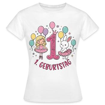 1. Geburtstag Ballerina  - Frauen T-Shirt - Weiß - Vorne - AI Model Female 172 dark (172cm)