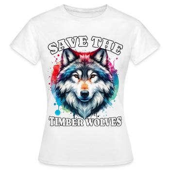 Grauwolf Save Timber Wolf - Frauen T-Shirt - Weiß - Vorne - AI Model Female 172 dark (172cm)