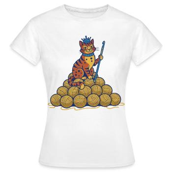 Crochet Cat Queen Lustiger Häkelgarnliebhaber-Stil - Frauen T-Shirt - Weiß - Vorne - AI Model Female 172 dark (172cm)