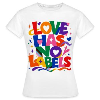 Love Has No Labels Saying for Gay & Queer Fans - Women's T-Shirt - white - Front - AI Model Female 172 dark (172cm)