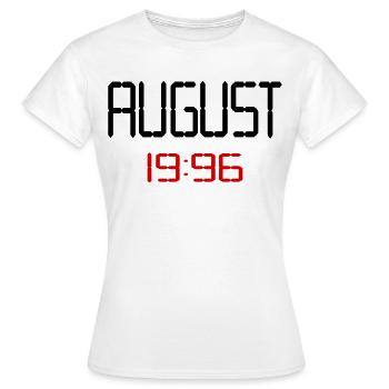 August 1996 - 30th birthday - Women's T-Shirt - white - Front - AI Model Female 172 dark (172cm)