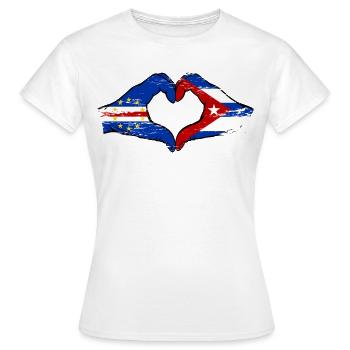 Kap Verde Kuba Flagge Hände Herzform used - Frauen T-Shirt - Weiß - Vorne - AI Model Female 172 dark (172cm)