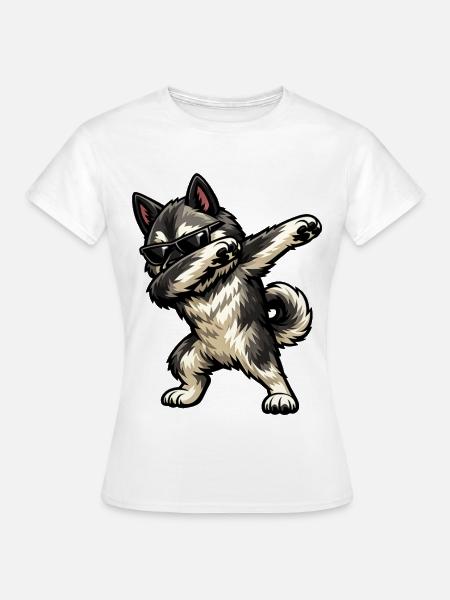 Dabbing Norwegischer Elchhund - Frauen T-Shirt - Weiß