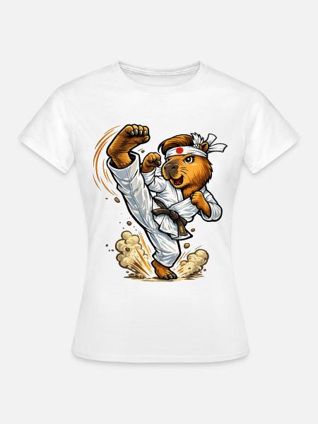 Süßes Capybara macht Karate - Frauen T-Shirt - Weiß