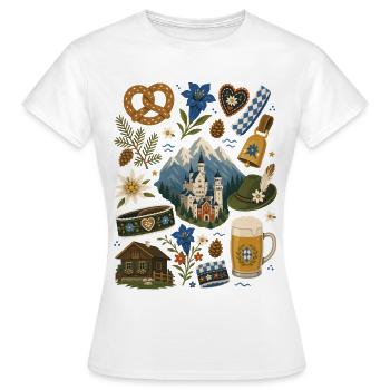 Bayern | Alpen, Brezn & Heimatgefühl - Frauen T-Shirt - Weiß - Vorne - AI Model Female 172 dark (172cm)