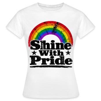 Autocollant vintage Shine With Pride Rainbow Vintage - T-shirt Femme - blanc - Devant - AI Model Female 172 dark (172cm)