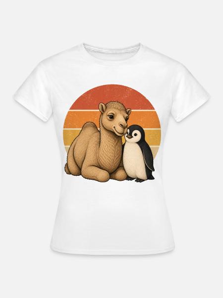 Kamel und Pinguin - Frauen T-Shirt - Weiß