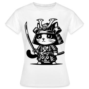 Samurai-Katze – Originalgeschenk - Frauen T-Shirt - Weiß - Vorne - AI Model Female 172 dark (172cm)