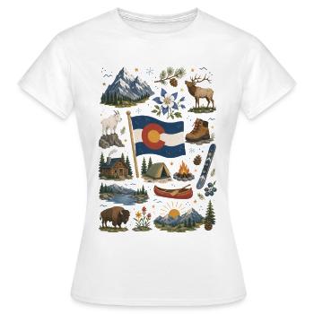 Colorado | Rockies, Outdoor & Freiheit - Frauen T-Shirt - Weiß - Vorne - AI Model Female 172 dark (172cm)