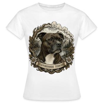 Staffordshire Terrier im Vintage Stil - T-shirt Femme - blanc - Devant - AI Model Female 172 dark (172cm)